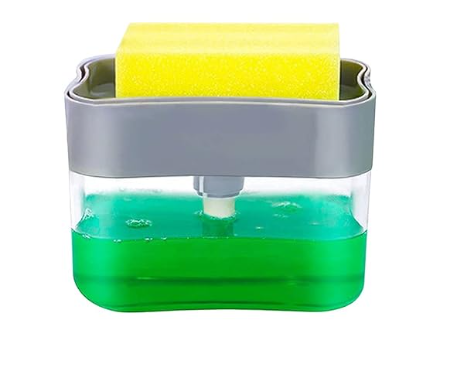 Liquid Soap Dispenser On Countertop With Sponge Holder For Pet